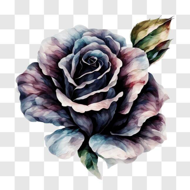 Download Watercolor Rose Painting on Black Background PNG Online ...