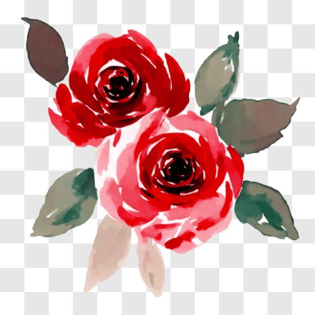 Download Watercolor Painting of Red Roses PNG Online - Creative Fabrica