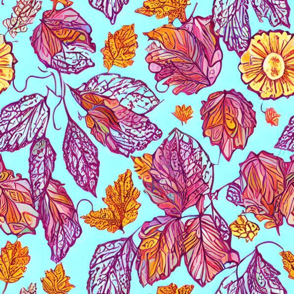 Download Autumn Leaves Seamless Pattern on Blue Background Patterns ...