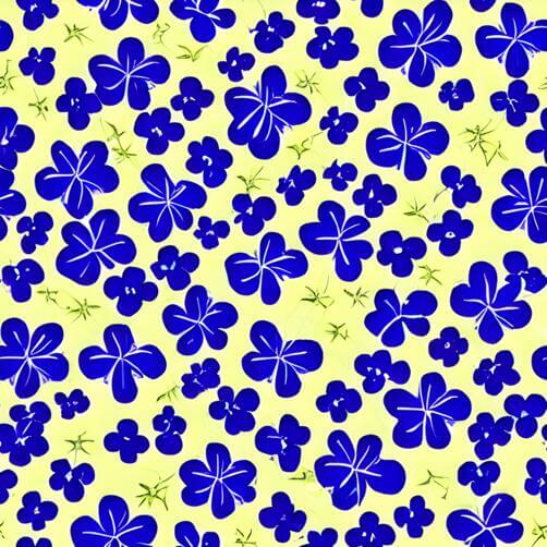 Blue Flower Pattern on Yellow Background Blue Flower Pattern on Yellow Background thumbnail