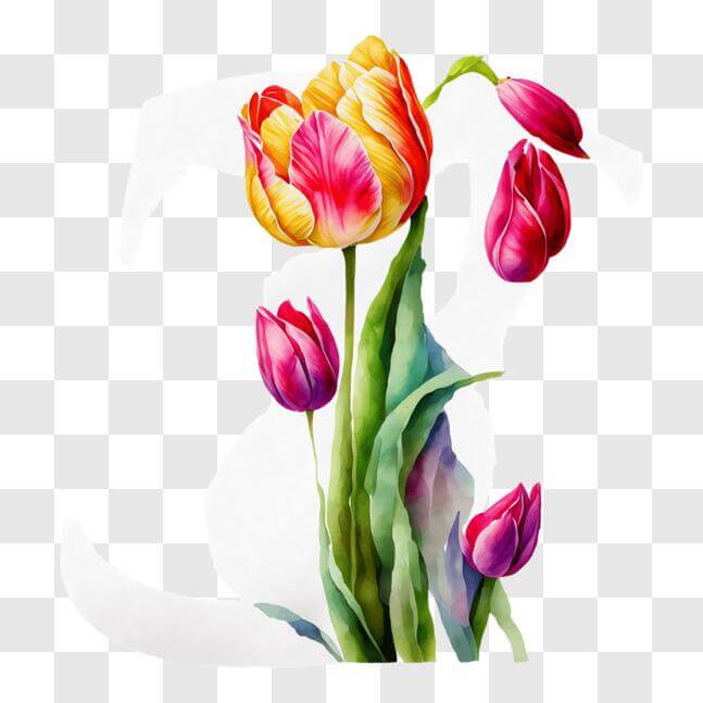 Download Vibrant Tulip Bouquet Arranged in the Shape of Letters PNG ...