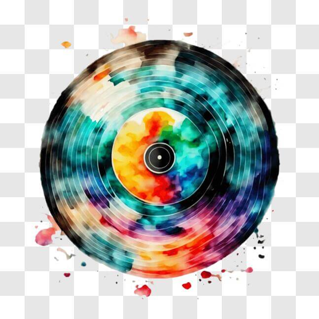 Download Colorful Vinyl Record with Splashes of Paint PNGs Online ...