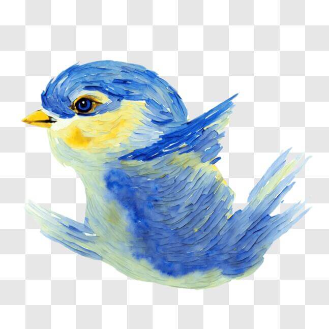 Download Artistic Depiction of a Blue and Yellow Bird in Flight PNG ...