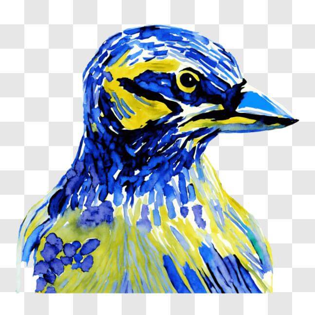 Download Abstract Bird Artwork in Blue and Yellow PNG Online - Creative ...
