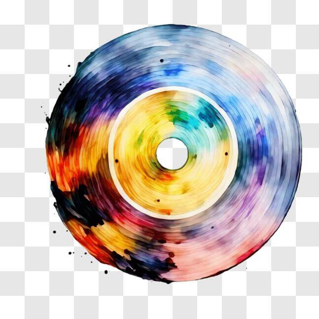 Download Colorful Vinyl Record with Music Instrument or Art Object PNGs ...