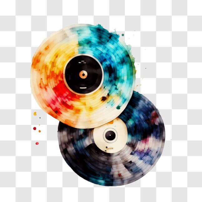 Download Colorful Vinyl Records on Black Background PNGs Online ...