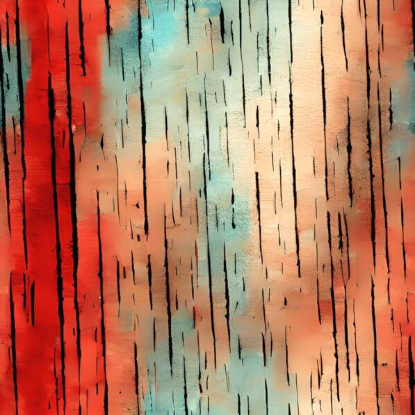 Download abstract painting on wood with red orange and blue colors