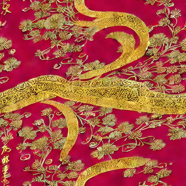 Download Red and Gold Chinese Painting with a Golden Snake Patterns ...