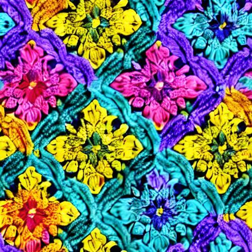 Colorful Crocheted Fabric with Bright Flowers Colorful Crocheted Fabric with Bright Flowers thumbnail