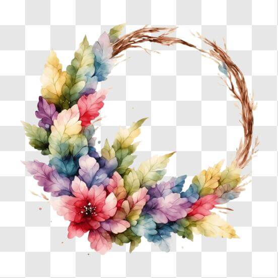Download Vibrant Spring Flower Wreath for Home and Office Decor PNG ...