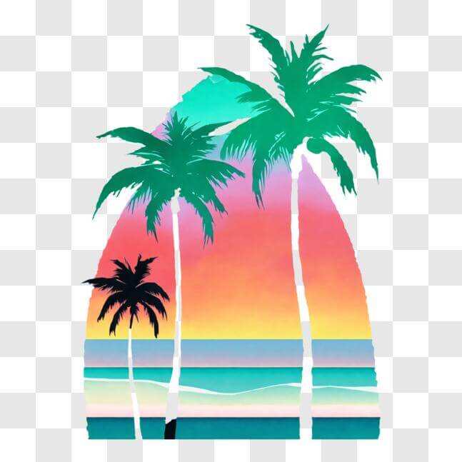Download Triangle Palm Trees at Sunset PNG Online - Creative Fabrica