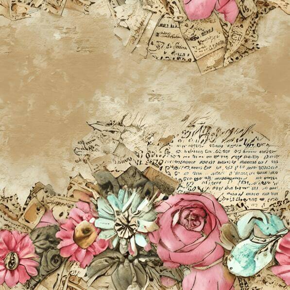 Download Vintage Collage Background With Flowers And Papers Patterns 