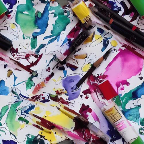 Colorful Art Supplies and Brushes Colorful Art Supplies and Brushes thumbnail