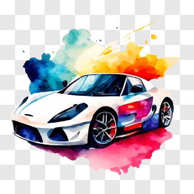 Download Colorful Sports Car Advertisement PNG Online - Creative Fabrica
