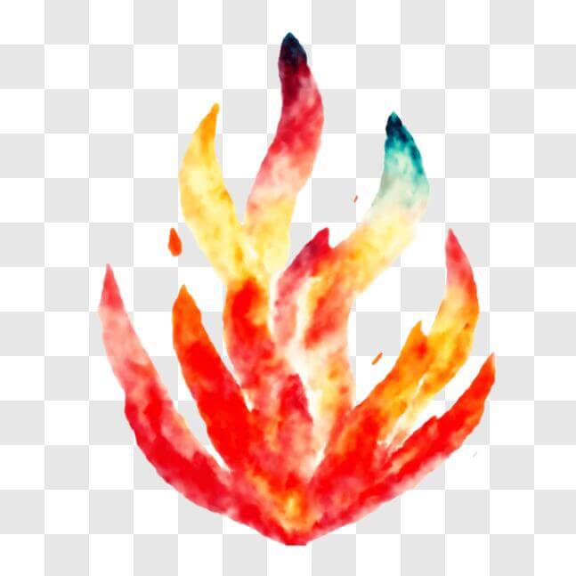 Download Colorful Fire Watercolor Painting PNG Online - Creative Fabrica