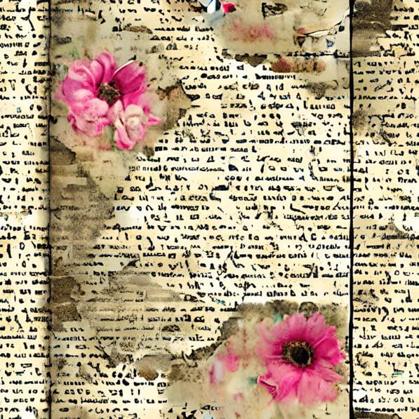 Download Rustic Collage of Old Papers with Pink Flowers Patterns Online ...