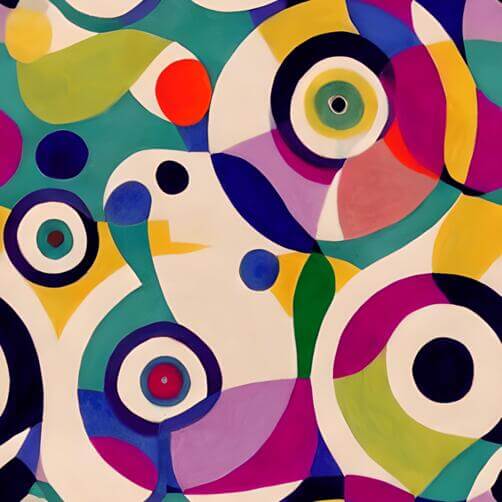 Colorful Abstract Painting with Circles and Triangles Colorful Abstract Painting with Circles and Triangles thumbnail