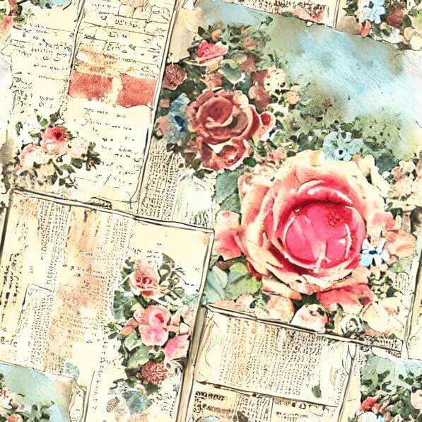 Postcard Color Patterns Download Vintage Floral Postcard Collage Patterns Online - Creative Fabrica