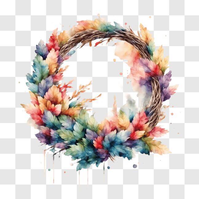Download Colorful Leaf Wreath Decoration for Home and Office PNG Online ...
