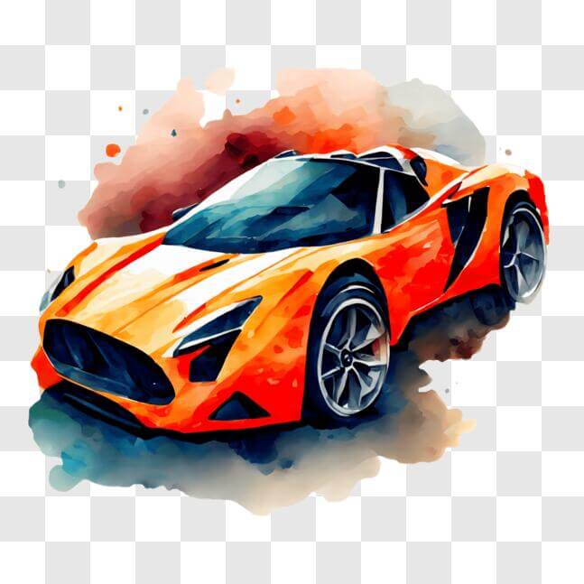 Download Unique and Creative Orange Sports Car Artwork PNG Online ...