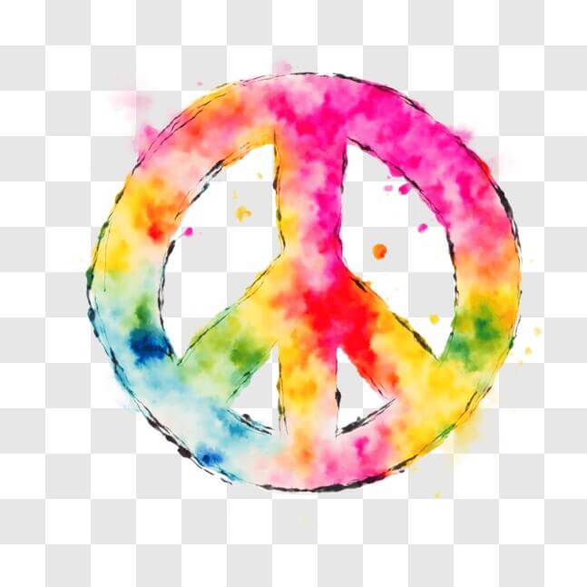Download Colorful Peace Sign with Watercolor Splashes on Black ...