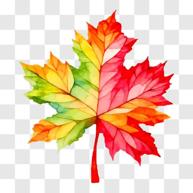 Download Colorful Watercolor Maple Leaf Art Print PNGs Online ...