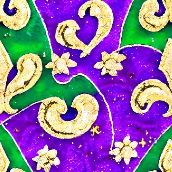 Mardi Gras Decorative Pattern in Purple, Green, and Gold Mardi Gras Decorative Pattern in Purple, Green, and Gold thumbnail