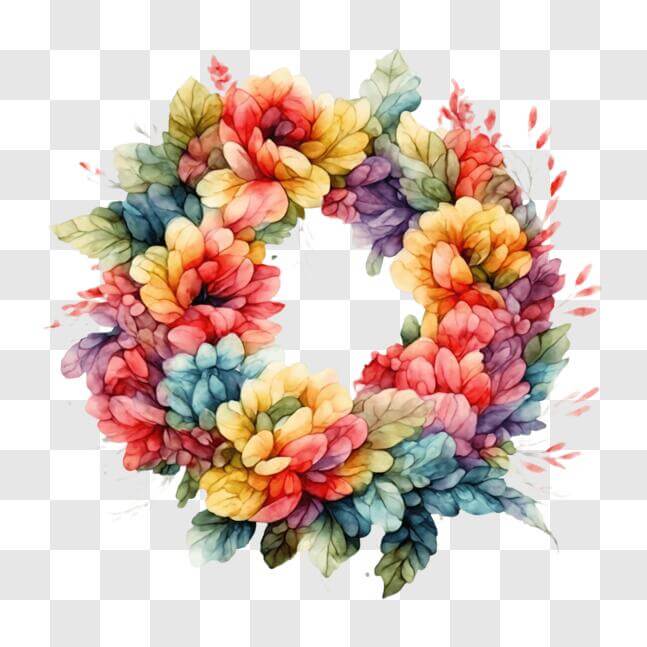 Download Colorful Flower and Leaf Wreath for Holidays and Special ...