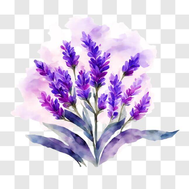 Download Watercolor Painting of Lavender Flowers PNG Online - Creative ...