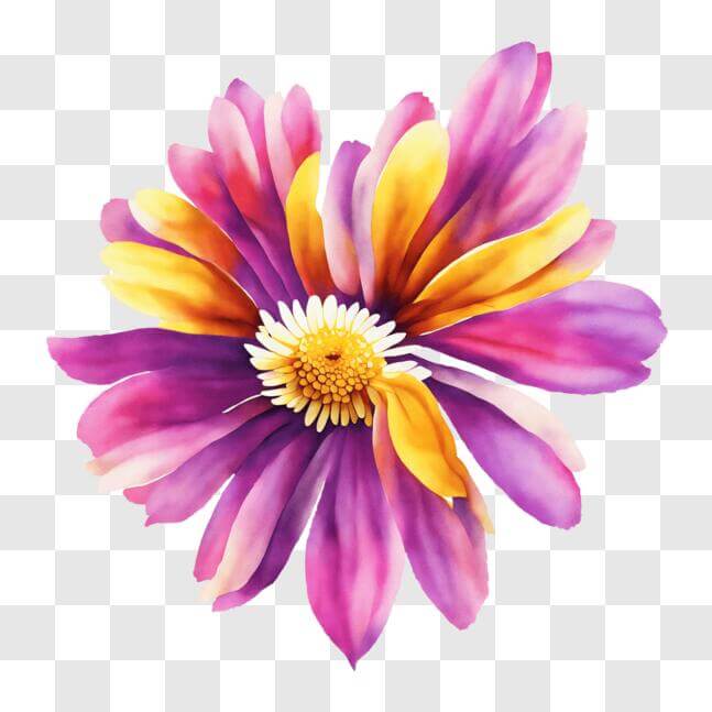 Download Colorful Flower Digital Art on Black Background PNG Online ...
