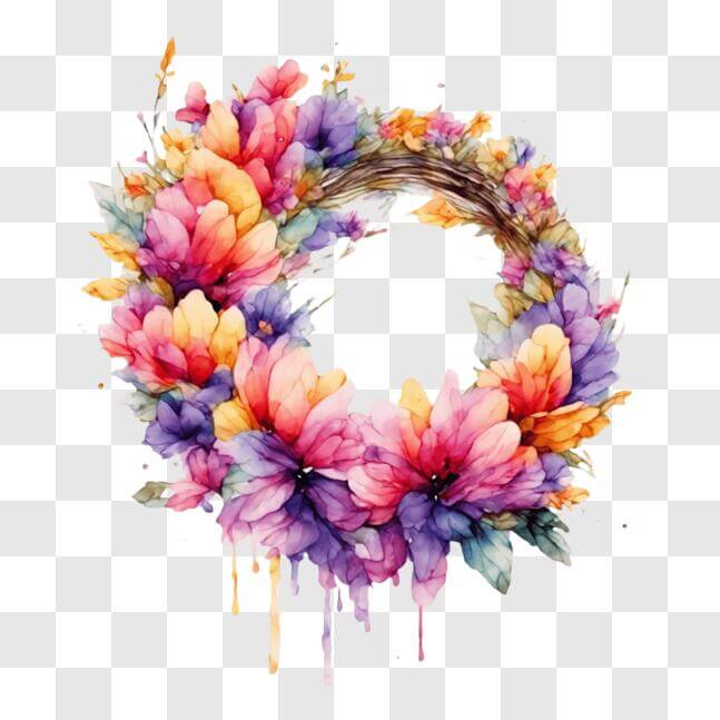 Download Watercolor Flower Wreath for Vibrant Decor PNG Online ...
