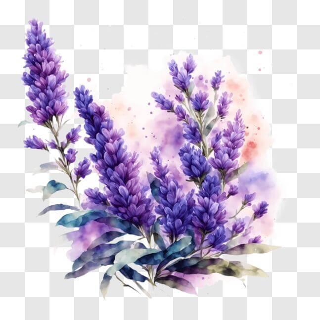 Download Purple Lavender Flowers Watercolor Painting PNG Online ...