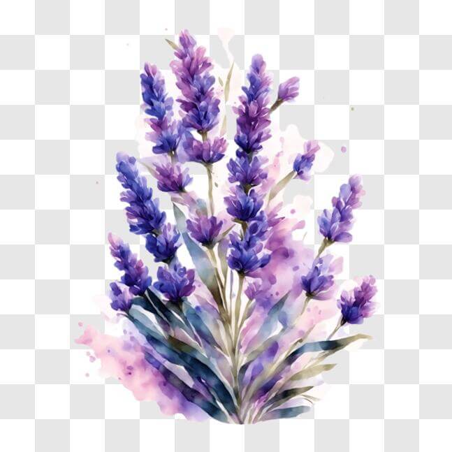 Download Watercolor Lavender Flowers Painting PNG Online - Creative Fabrica