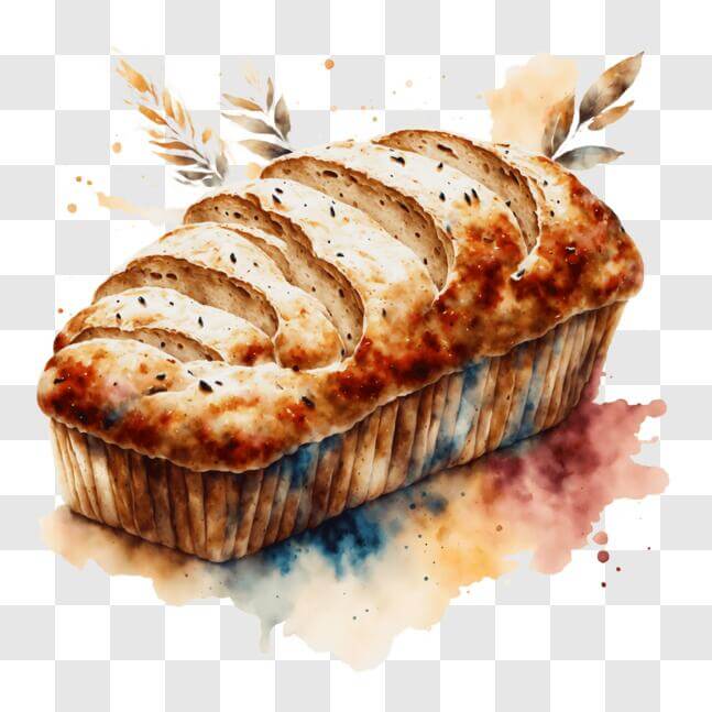Download Freshly Baked Bread with Colorful Watercolor Splashes PNG ...
