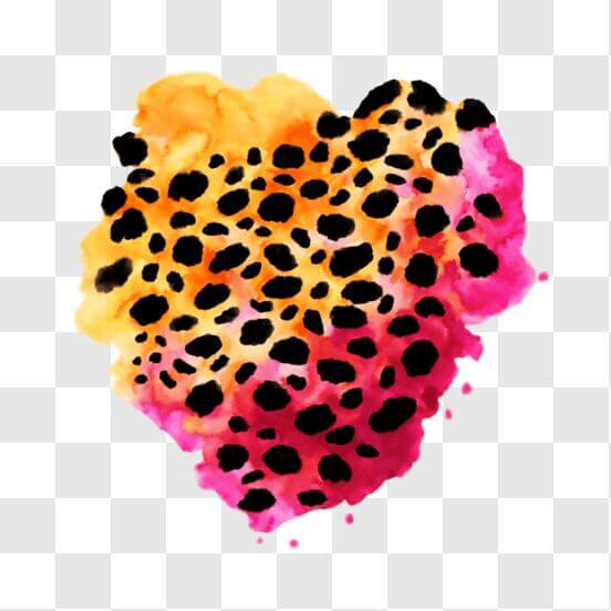 Download Colorful Leopard Print Heart Artwork PNG Online