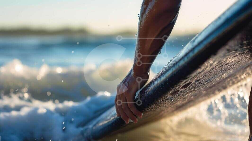 Surfer preparing to catch a wave stock photo Creative Fabrica