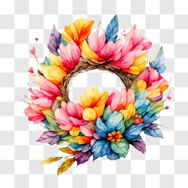 Download Watercolor Flower Wreath for Artistic Decoration PNG Online ...