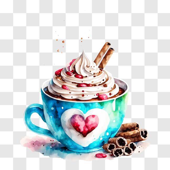 Download Cup of Coffee with Whipped Cream and Cinnamon Sticks PNGs ...