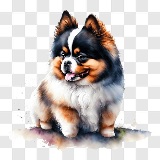 Download Artistic Watercolor Painting of Pomeranian Dog PNG Online ...