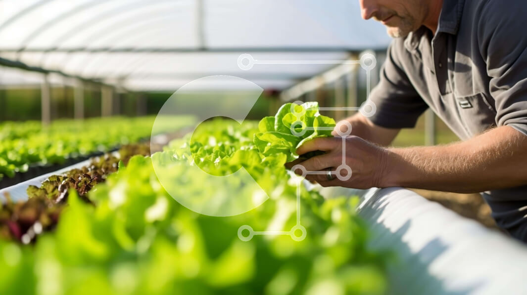 Download Indoor Hydroponic Greenhouse with Man Inspecting Lettuce ...