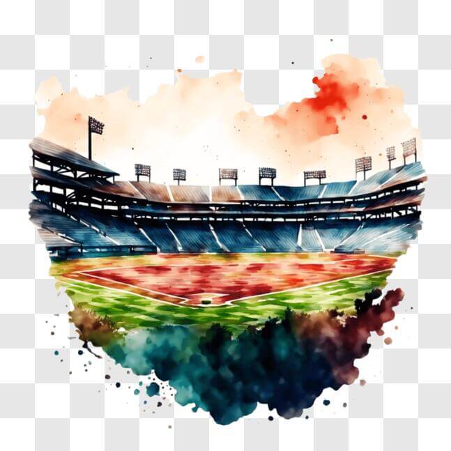 Download Empty Baseball Stadium Watercolor Painting PNG Online ...