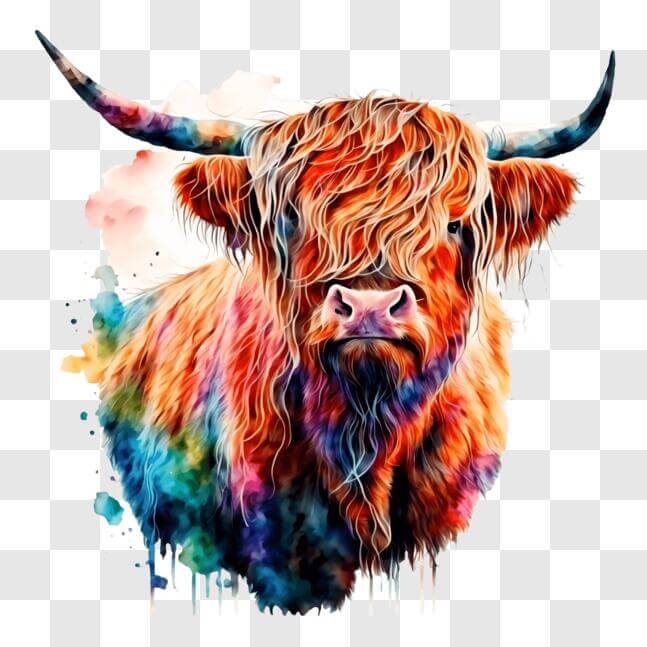 Colourfull Cow Download Colorful Highland Cow Art Print PNGs Online - Creative Fabrica