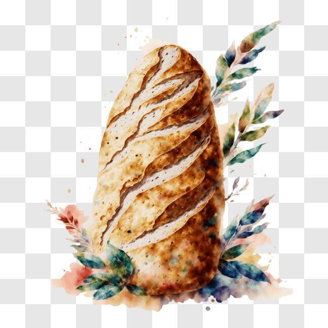 Download Watercolor Bread with Floral Decoration PNG Online - Creative ...