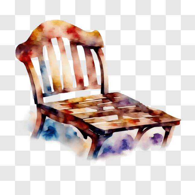 Download Colorful Watercolor Painting of an Old Wooden Chair PNG Online ...