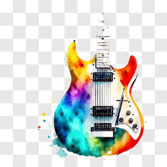 Download Vibrant Electric Guitar Painted with Watercolors PNG Online ...