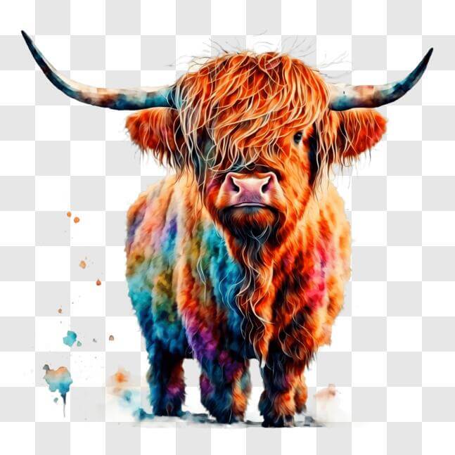 Colourfull Cow Download Colorful Highland Cow Wall Art PNGs Online - Creative Fabrica