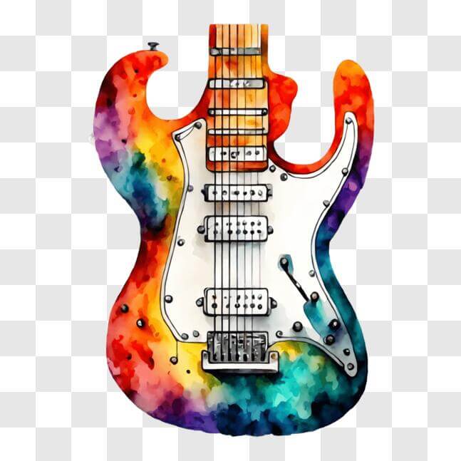 Download Vibrant and Colorful Electric Guitar Artwork PNG Online ...
