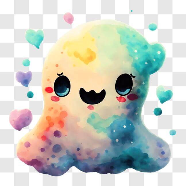 Download Cute Kawaii Octopus on Colorful Background PNG Online ...