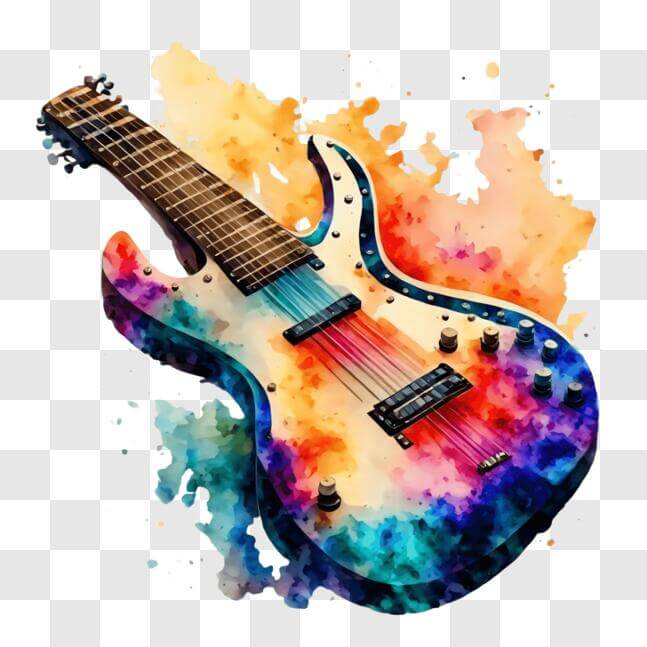 Download Colorful Guitar Ornament for Music Lovers PNG Online ...