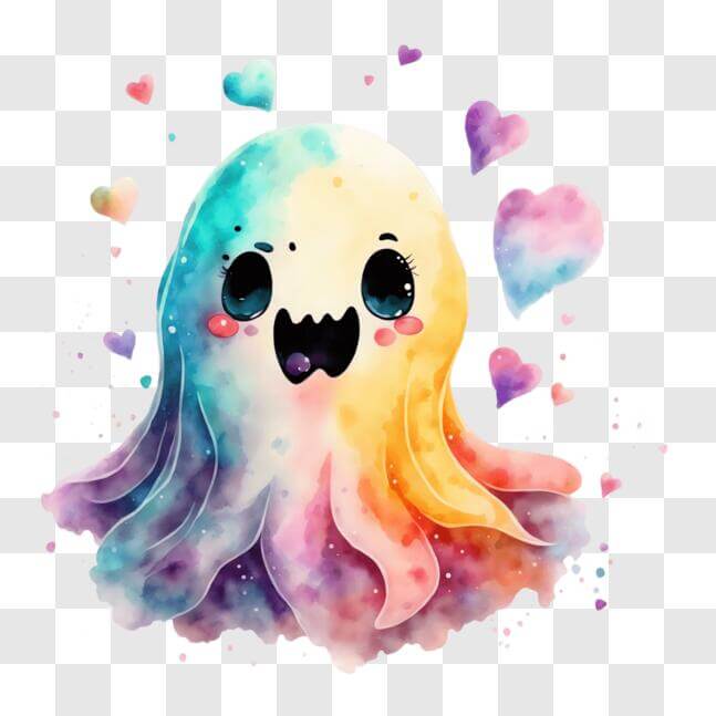 Download Cute Octopus with Colorful Hearts - Digital Art PNG Online ...